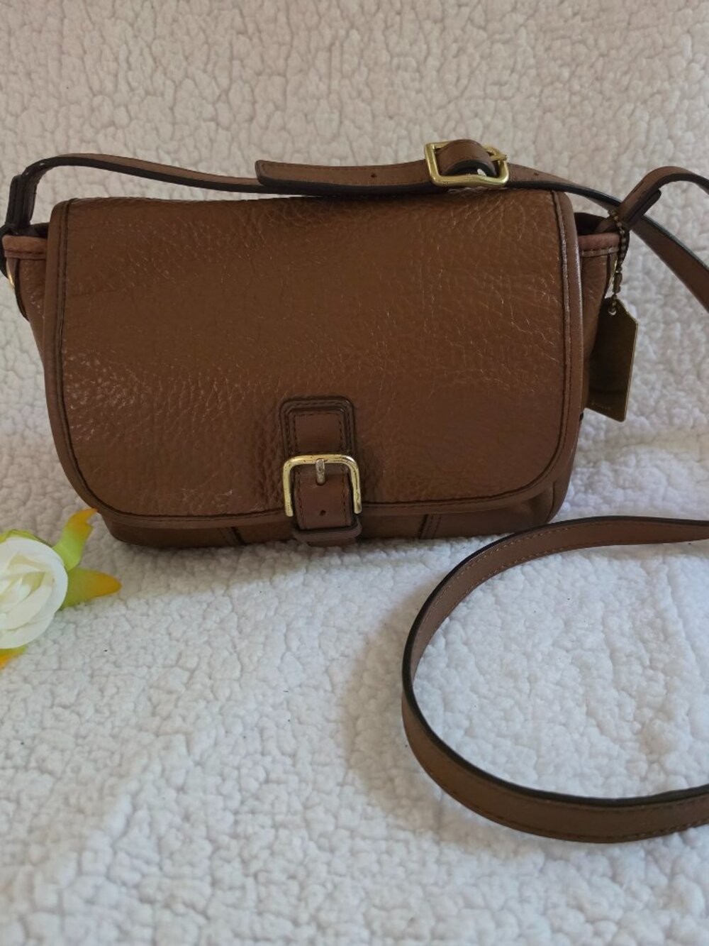 Coach Hadley Luxe Grain Leather Field Bag Brown Leather Crossbody